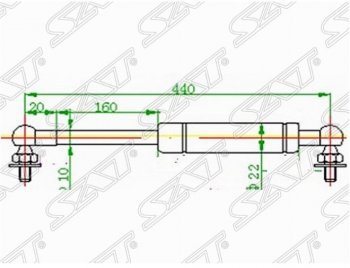 Газовый упор капота SAT Toyota Land Cruiser  100 (1998-2007) дорестайлинг, 1-ый рестайлинг, 2-ой рестайлинг