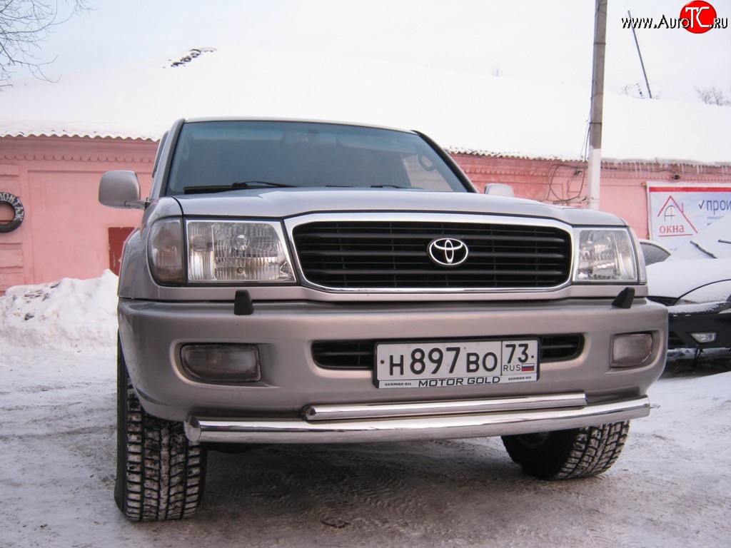 20 699 р. Защита переднего бампера (2 трубыØ76 и 42 мм, нержавейка) SLITKOFF  Toyota Land Cruiser  100 (1998-2007) дорестайлинг, 1-ый рестайлинг, 2-ой рестайлинг  с доставкой в г. Керчь