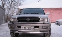 Защита переднего бампера (2 трубыØ76 и 63 мм, нержавейка) SLITKOFF Toyota Land Cruiser  100 (1998-2007) дорестайлинг, 1-ый рестайлинг, 2-ой рестайлинг