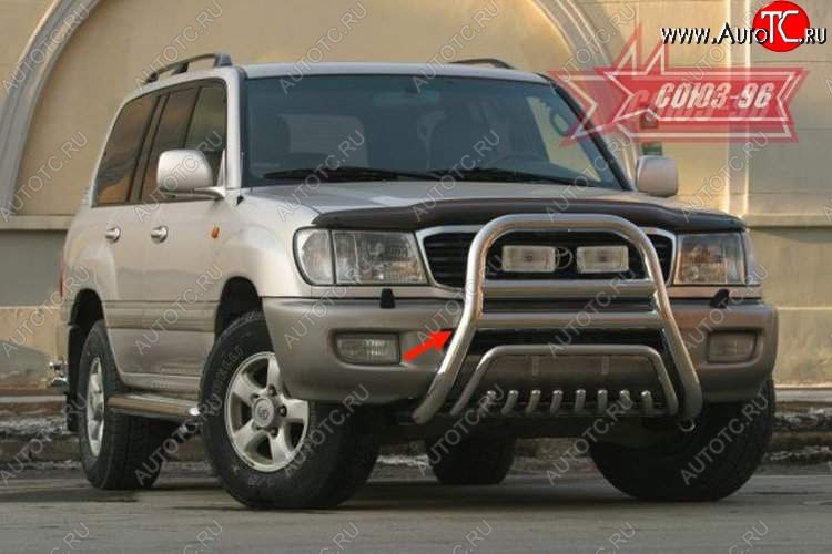 26 819 р. Защита переднего бампера Souz-96 (d76 и 51) Toyota Land Cruiser 10 100 1-ый рестайлинг (2002-2005)  с доставкой в г. Керчь