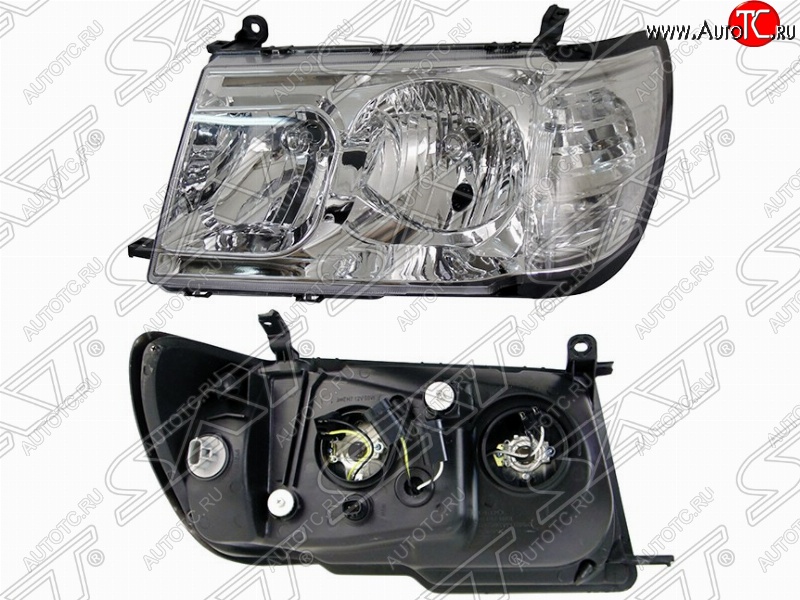 5 199 р. Левая фара передняя (дорестайлинг) SAT (хрусталь, цельная)  Toyota Land Cruiser  100 (2002-2005) 1-ый рестайлинг  с доставкой в г. Керчь