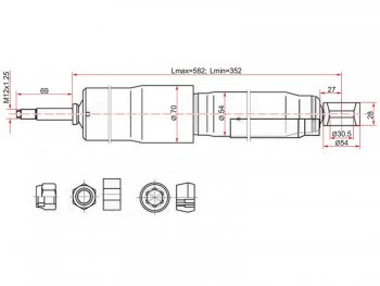 Амортизатор задний LH=RH SAT Toyota Land Cruiser ( 80,  J105) (1989-2007)