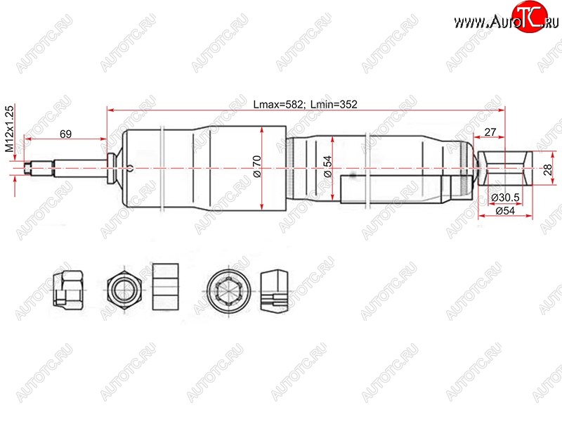 2 579 р. Амортизатор задний LH=RH SAT  Toyota Land Cruiser ( 80,  J105) (1989-2007)  с доставкой в г. Керчь