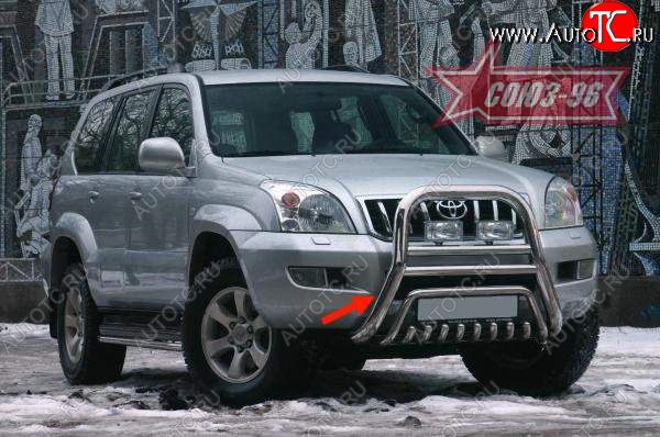 26 009 р. Защита переднего бампера Souz-96 (d76 и 51) Toyota Land Cruiser Prado J120 (2002-2009)  с доставкой в г. Керчь