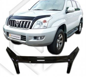 2 899 р. Дефлектор капота CA-Plastic exclusive  Toyota Land Cruiser Prado  J120 (2002-2009) (серия Classic черный, Без надписи)  с доставкой в г. Керчь. Увеличить фотографию 2
