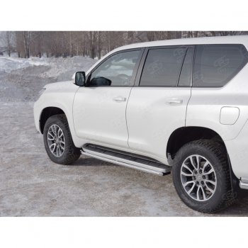 15 999 р. Защита порогов (Ø42 мм, нержавейка) SLITKOFF Toyota Land Cruiser Prado J150 2-ой рестайлинг (2017-2020)  с доставкой в г. Керчь. Увеличить фотографию 3