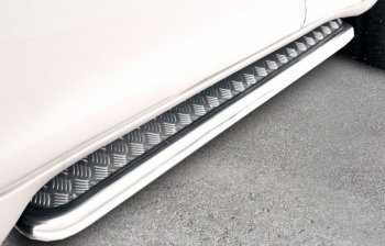 Защита порогов d76 с листом Slitkoff (усиленная) Toyota Land Cruiser Prado  J150 (2017-2020) 2-ой рестайлинг