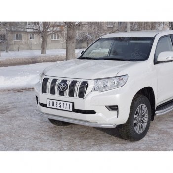 18 399 р. Защита переднего бампера (Ø63 мм, нержавейка) SLITKOFF Toyota Land Cruiser Prado J150 2-ой рестайлинг (2017-2020)  с доставкой в г. Керчь. Увеличить фотографию 2