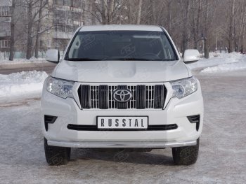 Защита переднего бампера (Ø63 мм, нержавейка) SLITKOFF Toyota Land Cruiser Prado  J150 (2017-2020) 2-ой рестайлинг