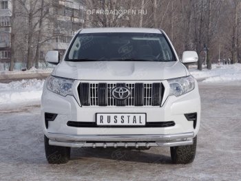 27 999 р. Защита переднего бампера (Ø63 мм c зубами Ø42, нержавейка) SLITKOFF  Toyota Land Cruiser Prado  J150 (2017-2020) 2-ой рестайлинг  с доставкой в г. Керчь. Увеличить фотографию 3