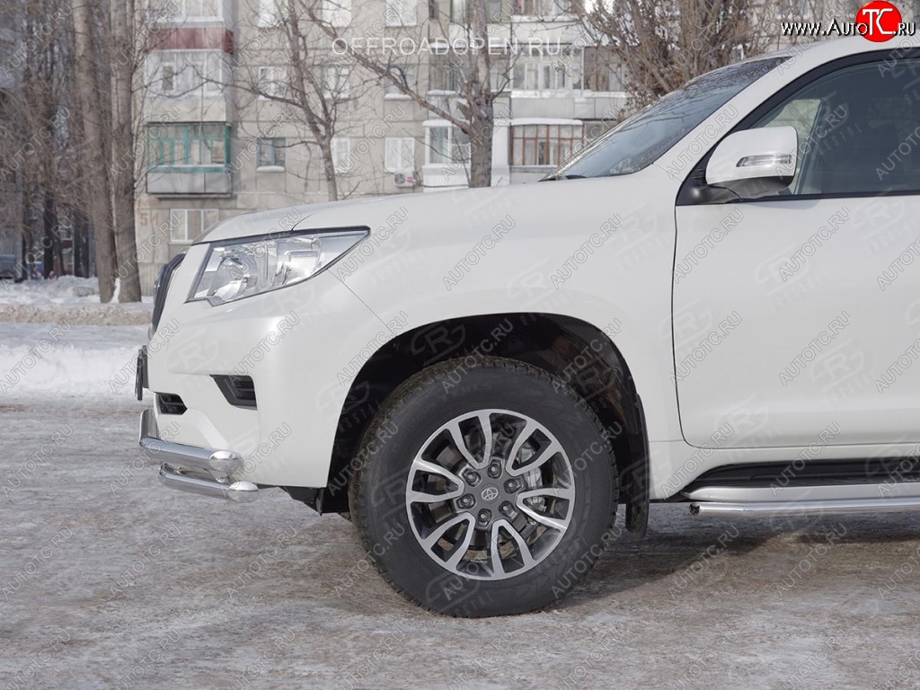 27 999 р. Защита переднего бампера (Ø63 мм c зубами Ø42, нержавейка) SLITKOFF  Toyota Land Cruiser Prado  J150 (2017-2020) 2-ой рестайлинг  с доставкой в г. Керчь