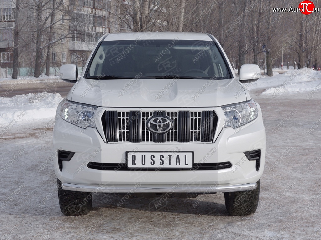 18 399 р. Защита переднего бампера (Ø63 мм, нержавейка) SLITKOFF Toyota Land Cruiser Prado J150 2-ой рестайлинг (2017-2020)  с доставкой в г. Керчь