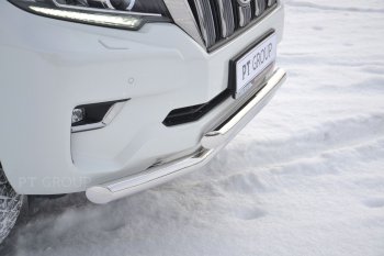 31 589 р. Защита переднего бампера двойная из труб d63/63 мм Petroil Tuning Toyota Land Cruiser Prado J150 2-ой рестайлинг (2017-2020) (Нержавеющая полированная сталь)  с доставкой в г. Керчь. Увеличить фотографию 3