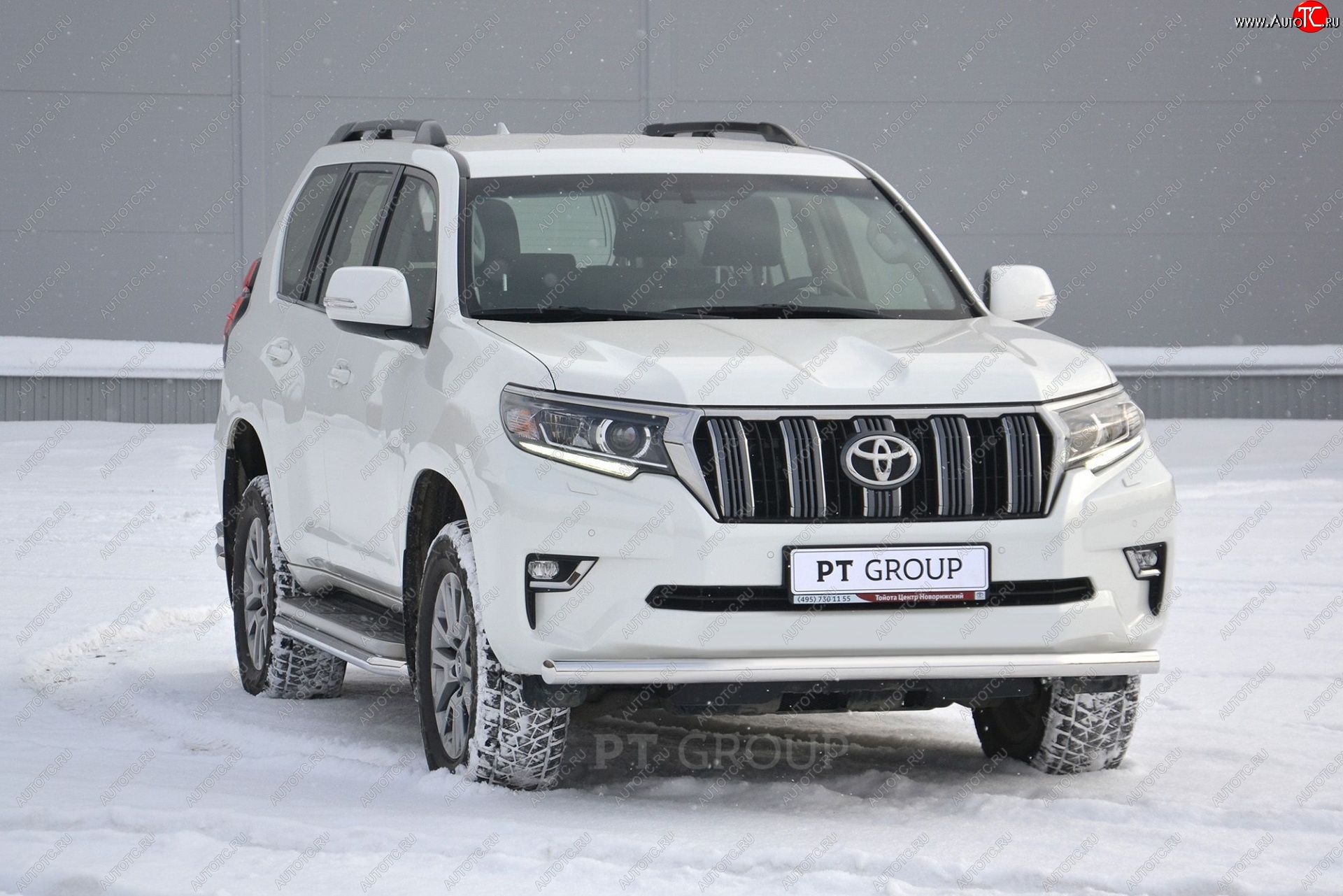 20 699 р. Защита переднего бампера одинарная из трубы d63 мм Petroil Tuning Toyota Land Cruiser Prado J150 2-ой рестайлинг (2017-2020) (Нержавеющая полированная сталь)  с доставкой в г. Керчь
