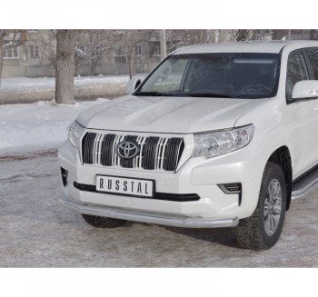 Одинарная защита переднего бампера диаметром 76 мм Toyota Land Cruiser Prado  J150 (2017-2020) 2-ой рестайлинг