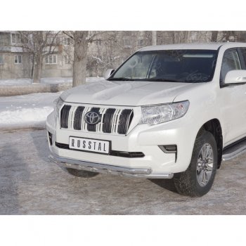 23 999 р. Защита переднего бампера (Ø63 мм с зубьями, нержавейка) SLITKOFF Toyota Land Cruiser Prado J150 2-ой рестайлинг (2017-2020)  с доставкой в г. Керчь. Увеличить фотографию 2