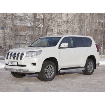23 999 р. Защита переднего бампера (Ø63 мм с зубьями, нержавейка) SLITKOFF Toyota Land Cruiser Prado J150 2-ой рестайлинг (2017-2020)  с доставкой в г. Керчь. Увеличить фотографию 3