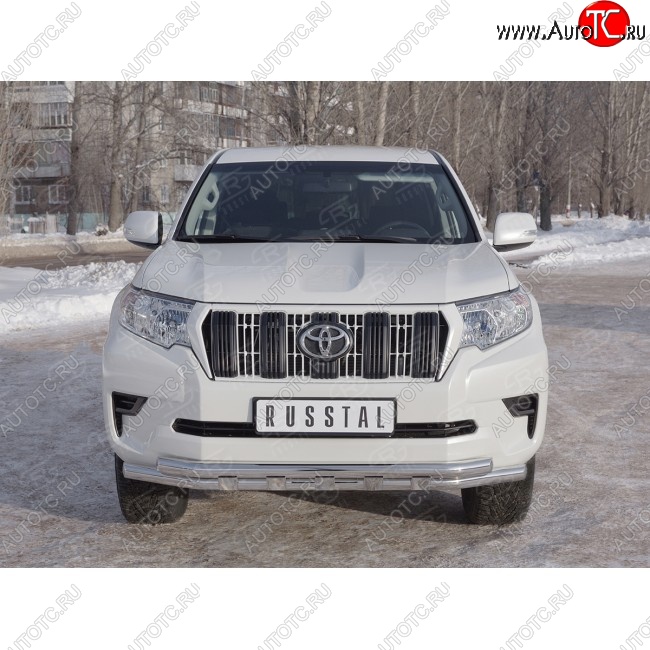 23 999 р. Защита переднего бампера (Ø63 мм с зубьями, нержавейка) SLITKOFF Toyota Land Cruiser Prado J150 2-ой рестайлинг (2017-2020)  с доставкой в г. Керчь