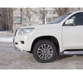 18 649 р. Защита переднего бампера (2 трубыØ76 и 75х42 мм, нержавейка) Russtal Toyota Land Cruiser Prado J150 2-ой рестайлинг (2017-2020)  с доставкой в г. Керчь. Увеличить фотографию 2
