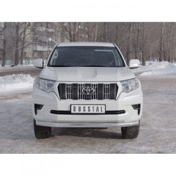 Одинарная защита переднего бампера диаметром 63 мм SLITKOFF Toyota Land Cruiser Prado  J150 (2017-2020) 2-ой рестайлинг