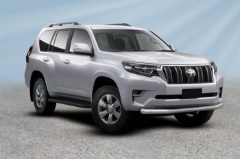 Защита переднего бампера Slitkoff (Ø 76 мм) Toyota Land Cruiser Prado  J150 (2017-2020) 2-ой рестайлинг (Нержавеющая сталь)