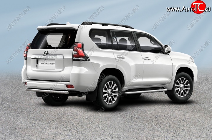 11 799 р. Защита заднего бампера Slitkoff (Ø 57 мм, короткая)  Toyota Land Cruiser Prado  J150 (2017-2020) 2-ой рестайлинг (Нержавеющая сталь)  с доставкой в г. Керчь