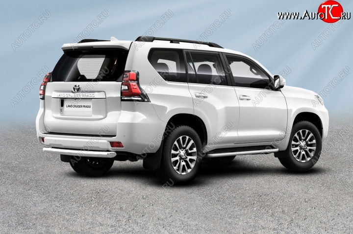 13 849 р. Защита заднего бампера Slitkoff (Ø 76 мм, короткая)  Toyota Land Cruiser Prado  J150 (2017-2020) 2-ой рестайлинг (Нержавеющая сталь)  с доставкой в г. Керчь