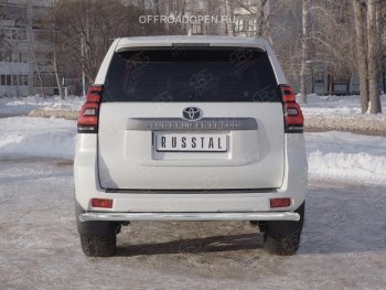 Защита заднего бампера (Ø63 мм, нержавейка) SLITKOFF Toyota Land Cruiser Prado  J150 (2017-2020) 2-ой рестайлинг