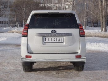 22 899 р. Защита заднего бампера (2 трубы Ø63 и 42 мм с углами, нержавейка) SLITKOFF Toyota Land Cruiser Prado J150 2-ой рестайлинг (2017-2020)  с доставкой в г. Керчь. Увеличить фотографию 4