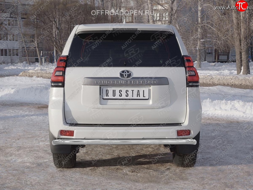 20 349 р. Защита заднего бампера (Ø63 мм, нержавейка) SLITKOFF Toyota Land Cruiser Prado J150 2-ой рестайлинг (2017-2020)  с доставкой в г. Керчь