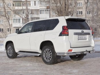 16 299 р. Защита заднего бампера (2 трубы Ø76 и 42 мм уголки, нержавейка) SLITKOFF Toyota Land Cruiser Prado J150 2-ой рестайлинг (2017-2020)  с доставкой в г. Керчь. Увеличить фотографию 2