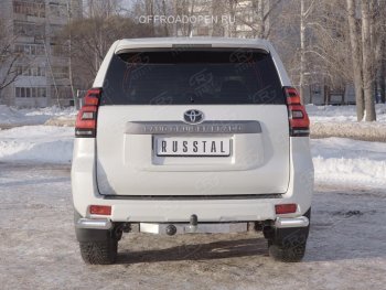 10 999 р. Защита заднего бампера (Ø76 мм уголки, нержавейка) SLITKOFF Toyota Land Cruiser Prado J150 2-ой рестайлинг (2017-2020)  с доставкой в г. Керчь. Увеличить фотографию 2