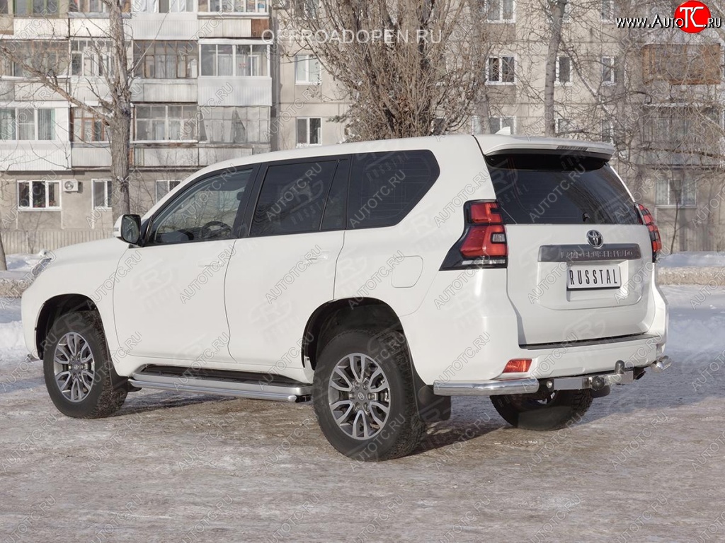 10 999 р. Защита заднего бампера (Ø76 мм уголки, нержавейка) SLITKOFF Toyota Land Cruiser Prado J150 2-ой рестайлинг (2017-2020)  с доставкой в г. Керчь