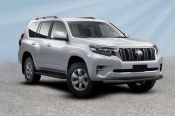 Защита переднего бампера Slitkoff (Ø мм). Toyota Land Cruiser Prado  J150 (2017-2020) 2-ой рестайлинг (Сталь с полимерным покрытием. Цвет: черный)