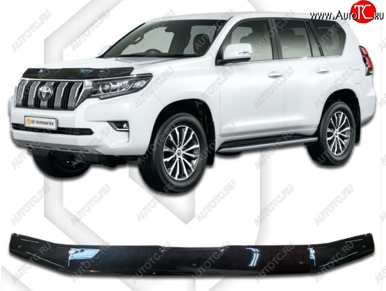 2 199 р. Дефлектор капота CA-Plastic Toyota Land Cruiser Prado J150 2-ой рестайлинг (2017-2020) (Classic черный, Без надписи)  с доставкой в г. Керчь