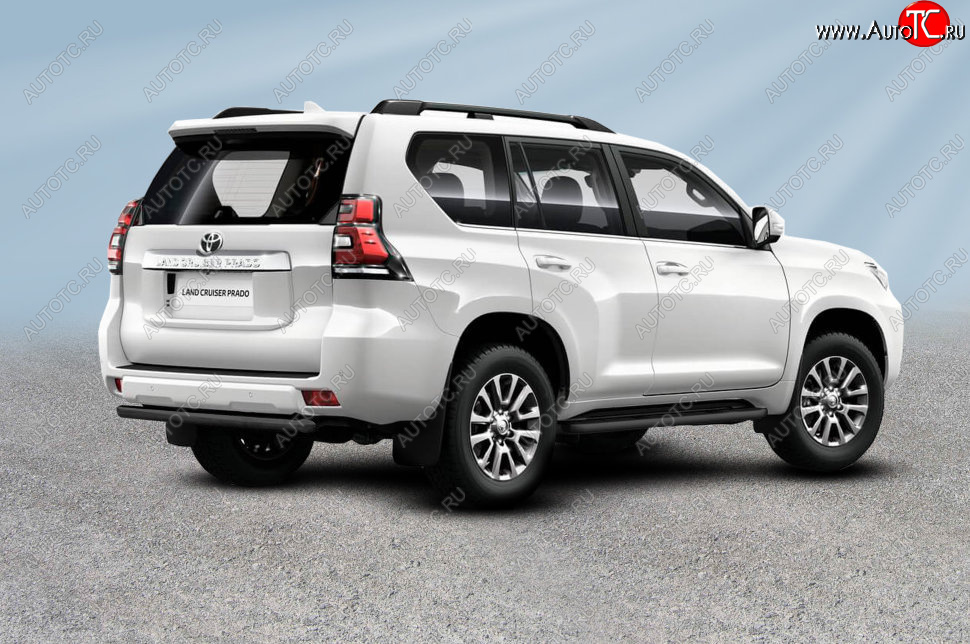 8 249 р. Защита заднего бампера Slitkoff (Ø 57 мм, короткая) Toyota Land Cruiser Prado J150 2-ой рестайлинг (2017-2020) (Сталь с полимерным покрытием. Цвет: черный)  с доставкой в г. Керчь