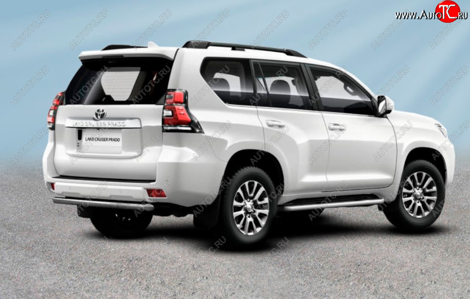 8 249 р. Защита заднего бампера Slitkoff (Ø 57 мм, короткая)  Toyota Land Cruiser Prado  J150 (2017-2020) 2-ой рестайлинг (Сталь с полимерным покрытием. Цвет: серебристый)  с доставкой в г. Керчь