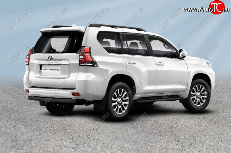 9 699 р. Защита заднего бампера Slitkoff (Ø 57 мм, короткая) Toyota Land Cruiser Prado J150 2-ой рестайлинг (2017-2020) (Сталь с полимерным покрытием. Цвет: черный)  с доставкой в г. Керчь