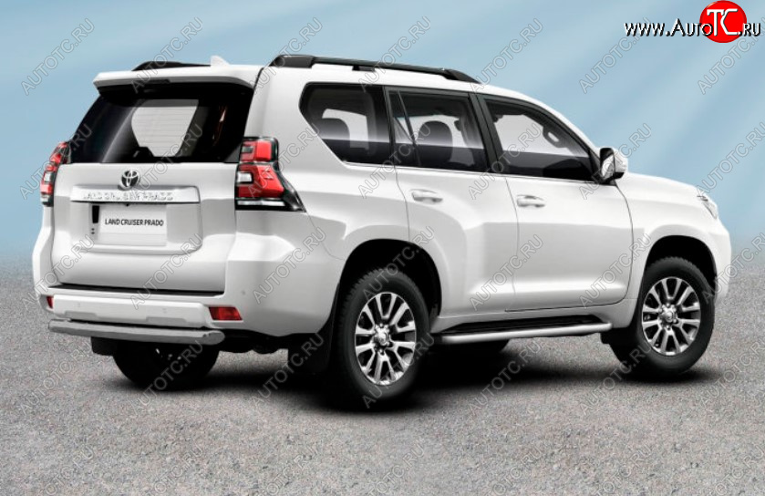 9 699 р. Защита заднего бампера Slitkoff (Ø 76 мм, короткая)  Toyota Land Cruiser Prado  J150 (2017-2020) 2-ой рестайлинг (Сталь с полимерным покрытием. Цвет: серебристый)  с доставкой в г. Керчь