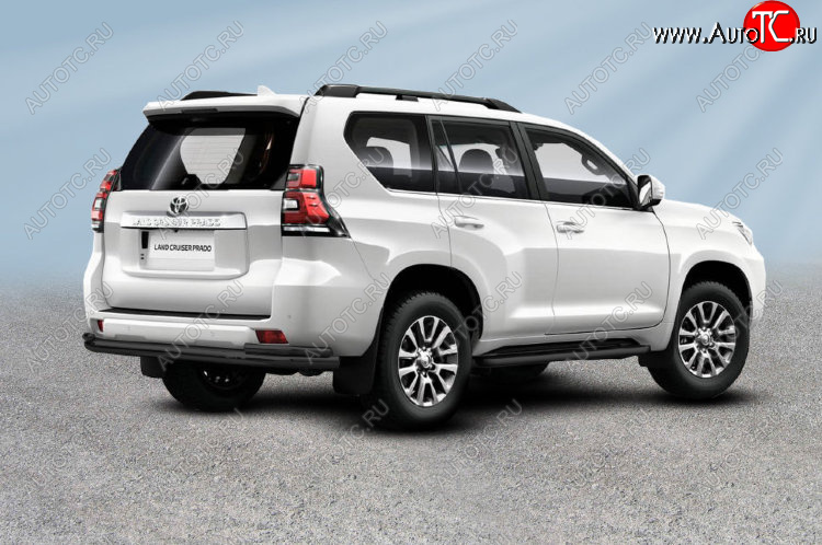 13 499 р. Защита заднего бампера Slitkoff (Ø 76+Ø 42, двойная) Toyota Land Cruiser Prado J150 2-ой рестайлинг (2017-2020) (Сталь с полимерным покрытием. Цвет: черный)  с доставкой в г. Керчь