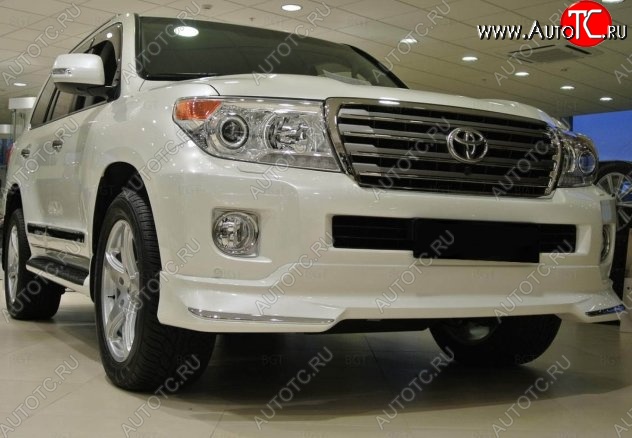 21 599 р. Накладка на передний бампер CT Toyota Land Cruiser 200 1-ый рестайлинг (2012-2015) (Неокрашенная)  с доставкой в г. Керчь