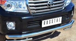 Защита переднего бампера (2 трубы Ø76 и 42 мм, нержавейка) SLITKOFF Toyota Land Cruiser  200 (2012-2015) 1-ый рестайлинг