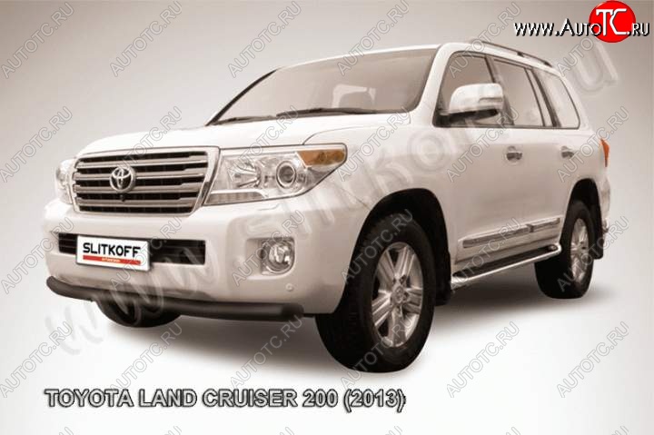 9 999 р. защита переднего бампера Slitkoff Toyota Land Cruiser 200 1-ый рестайлинг (2012-2015) (Цвет: серебристый)  с доставкой в г. Керчь