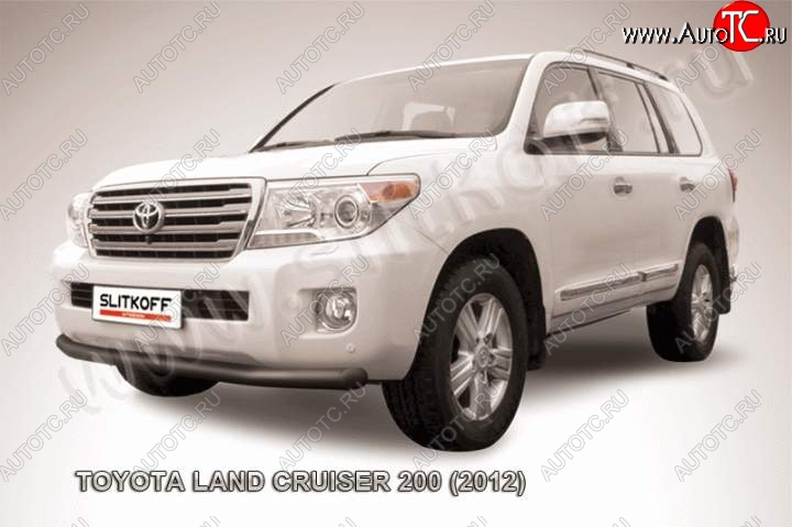 9 999 р. Защита переднего бампер Slitkoff Toyota Land Cruiser 200 1-ый рестайлинг (2012-2015) (Цвет: серебристый)  с доставкой в г. Керчь