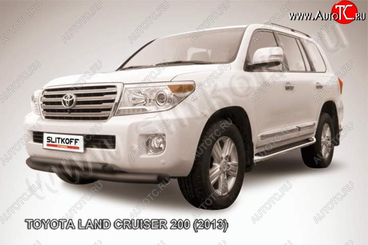 14 949 р. Защита переднего бампер Slitkoff Toyota Land Cruiser 200 1-ый рестайлинг (2012-2015) (Цвет: серебристый)  с доставкой в г. Керчь