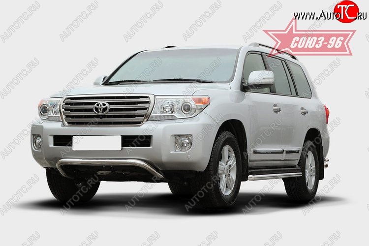 1 043 р. Защита переднего бампера Souz-96 (d60) Toyota Land Cruiser 200 1-ый рестайлинг (2012-2015)  с доставкой в г. Керчь
