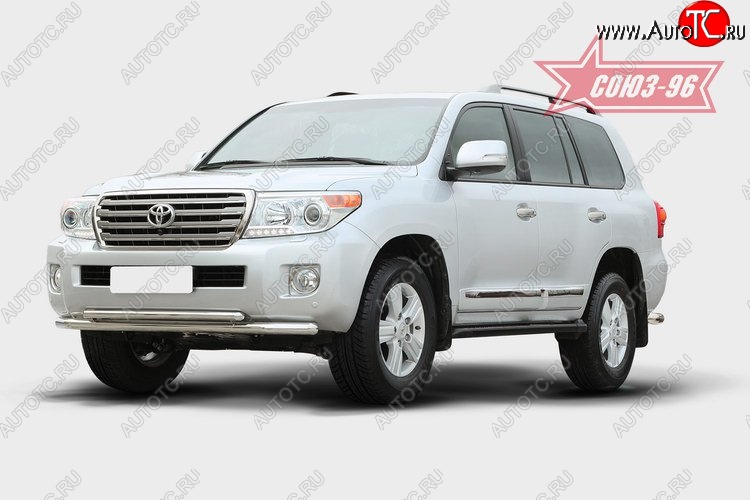 1 052 р. Защита переднего бампера двойная Souz-96 (d60/42) Toyota Land Cruiser 200 1-ый рестайлинг (2012-2015)  с доставкой в г. Керчь