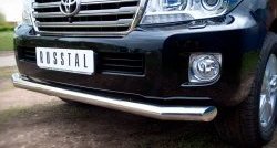 Одинарная удлинённая защита переднего бампера диаметром 76 мм SLITKOFF Toyota Land Cruiser  200 (2012-2015) 1-ый рестайлинг