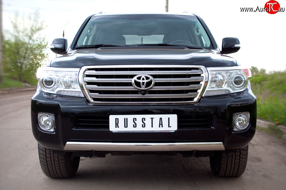 13 999 р. Защита переднего бампера (Ø75х42 мм, нержавейка) Russtal Toyota Land Cruiser 200 1-ый рестайлинг (2012-2015)  с доставкой в г. Керчь