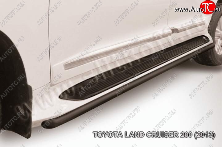 9 649 р. Защита штатного порога d42 Slitkoff  Toyota Land Cruiser  200 (2012-2015) 1-ый рестайлинг (Цвет: серебристый)  с доставкой в г. Керчь